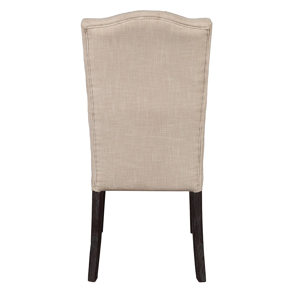Gerardo Side Chair (Set-2) Beige Linen & Weathered Espresso. Picture 5