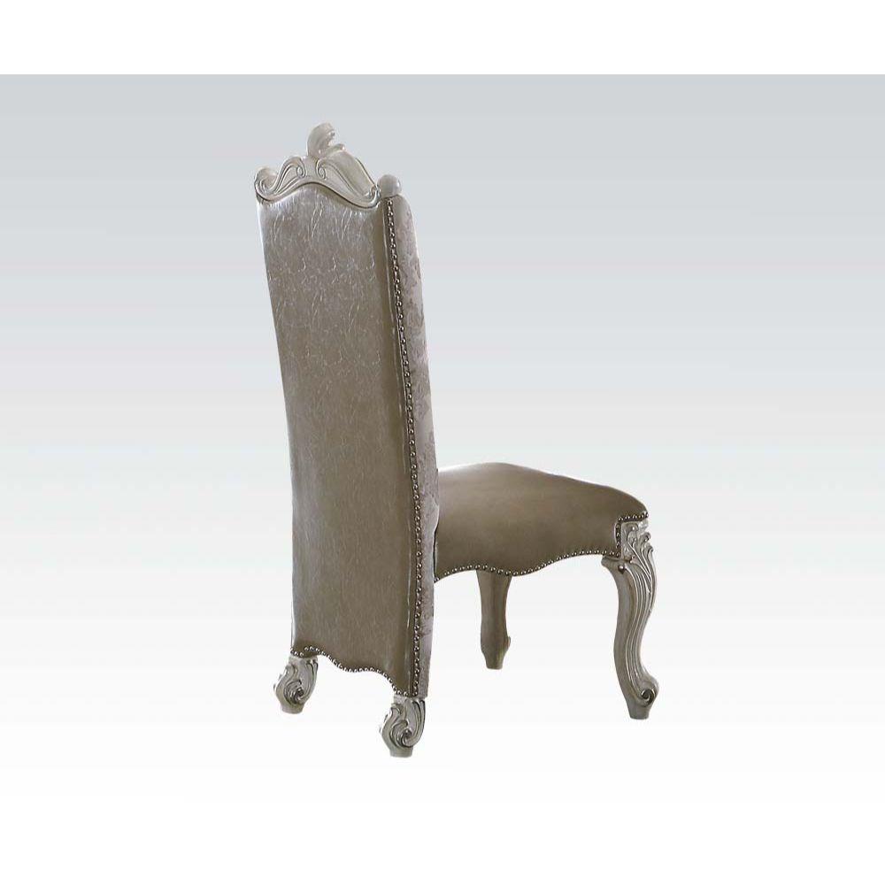 Versailles Side Chair (Set-2) Synthetic Leather/Fabric & Bone White. Picture 2