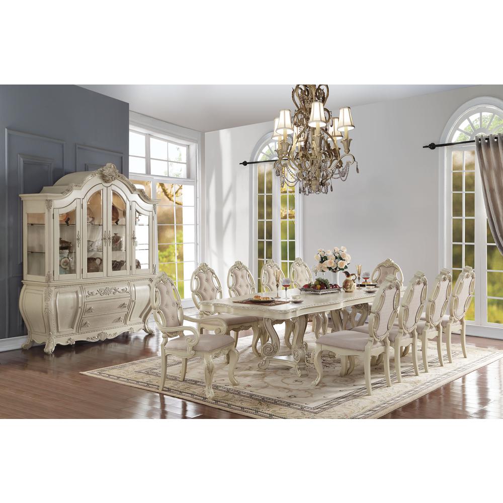 ACME Ragenardus Dining Table w/Double Pedestal, Antique White (1Set/2Ctn). Picture 1