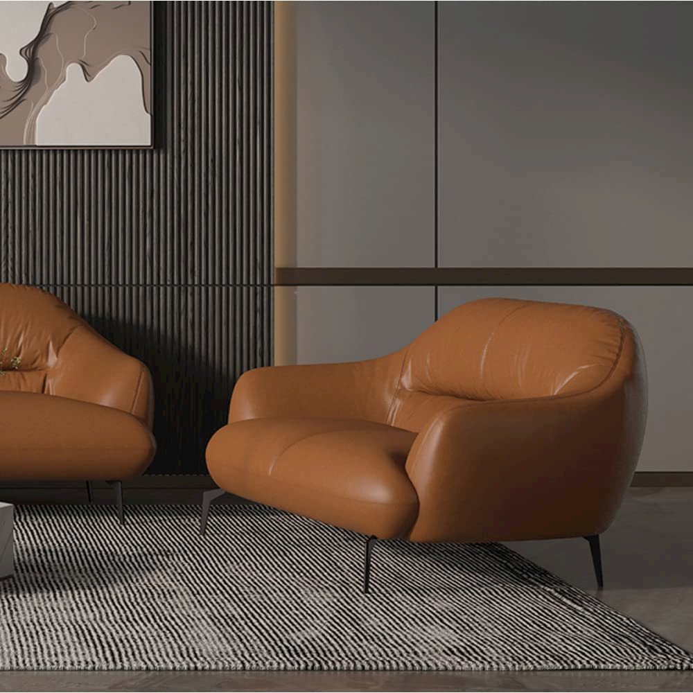 Leonia Loveseat Cognac Tan Top Grain Leather. Picture 2
