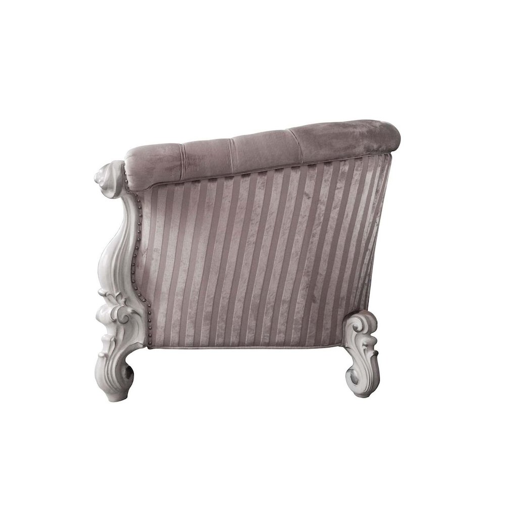 Versailles  Chair w/2 Pillows in Ivory Fabric & Bone White Finish. Picture 5