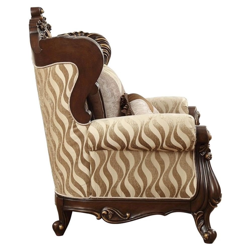 Shalisa Chair w/2 Pillows(Same LV01587) Fabric & Walnut. Picture 4