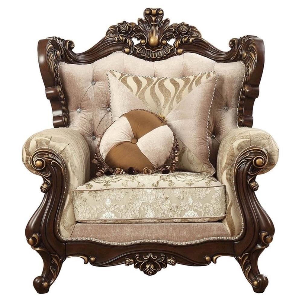 Shalisa Chair w/2 Pillows(Same LV01587) Fabric & Walnut. Picture 3