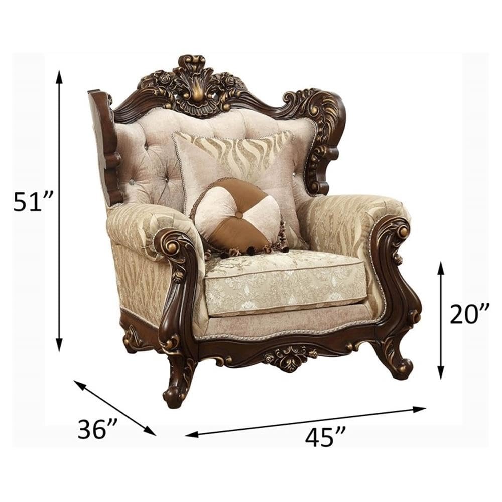 Shalisa Chair w/2 Pillows(Same LV01587) Fabric & Walnut. Picture 8
