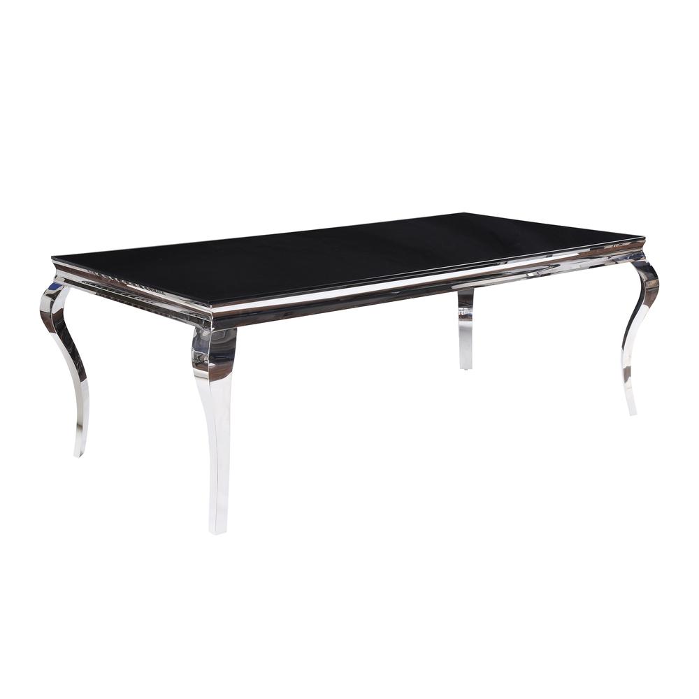 Cyrene Dining Table Stainless Steel & Clear Glass. Picture 2