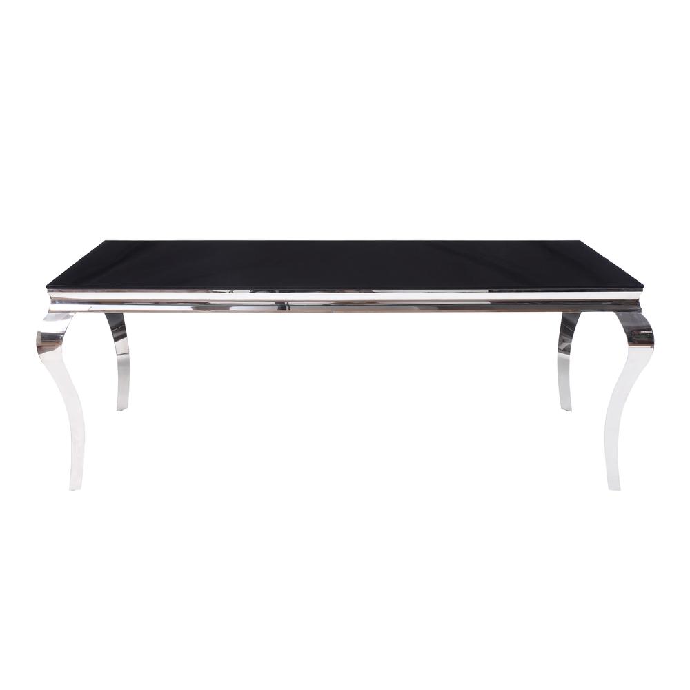 Cyrene Dining Table Stainless Steel & Clear Glass. Picture 3