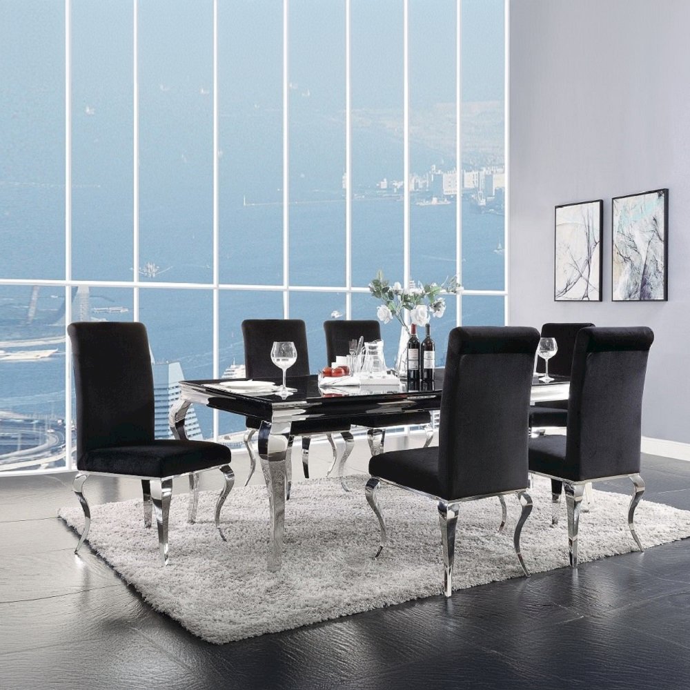 Fabiola Side Chair (Set-2) Fabric & Stainless Steel. Picture 7