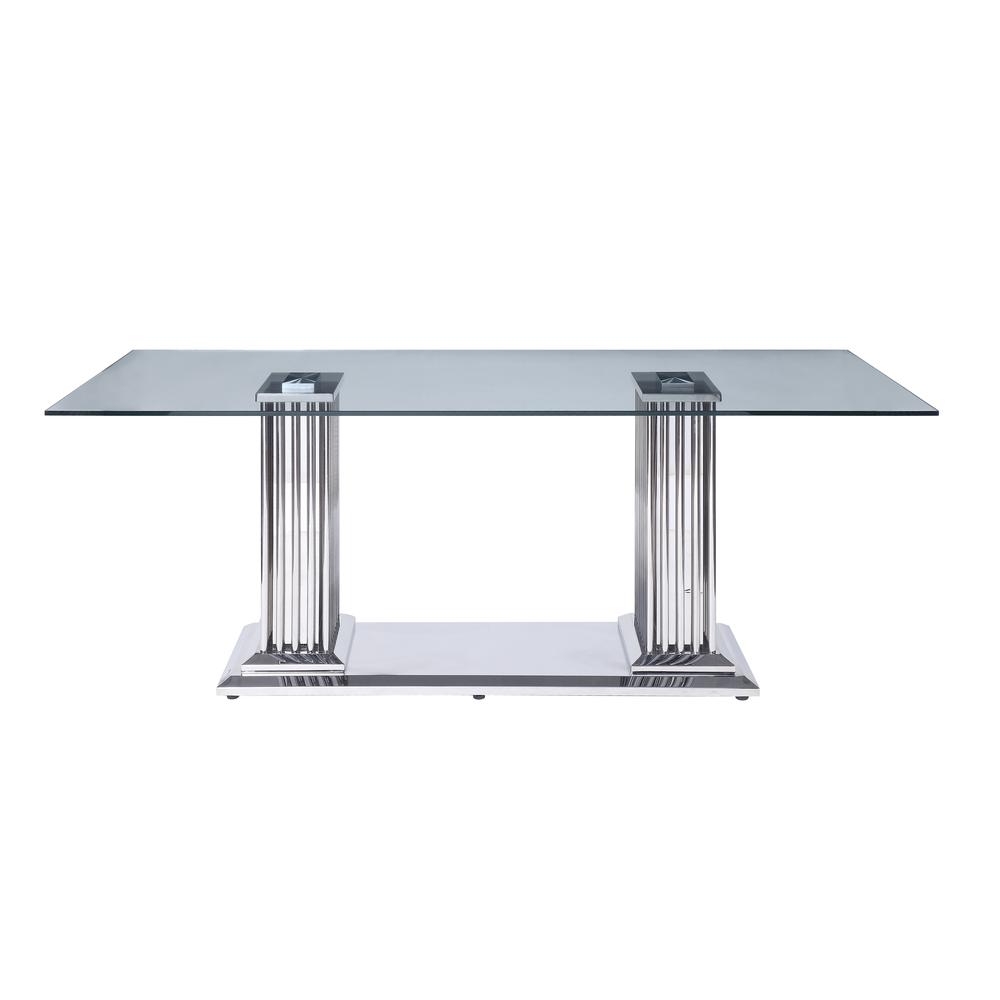 Cyrene Dining Table Stainless Steel & Clear Glass. Picture 7