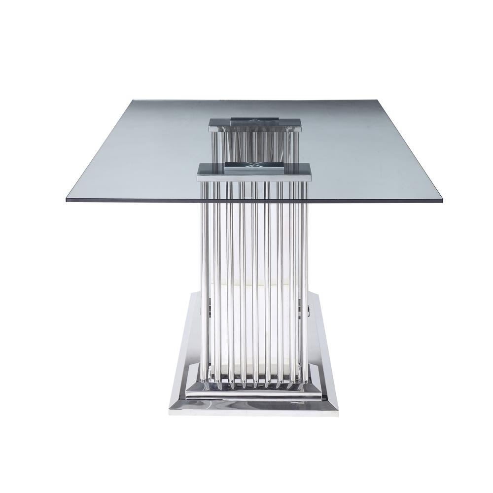 Cyrene Dining Table Stainless Steel & Clear Glass. Picture 8