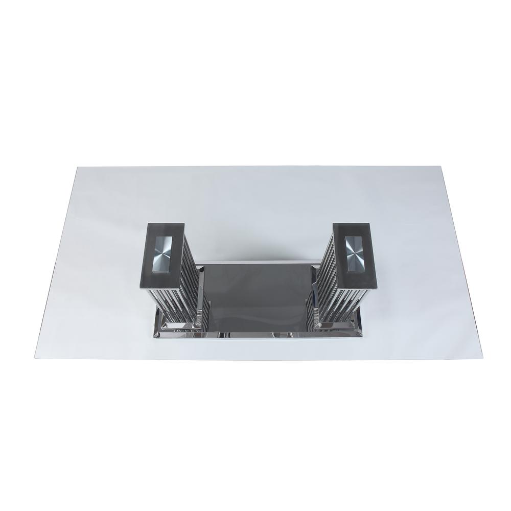 Cyrene Dining Table Stainless Steel & Clear Glass. Picture 9