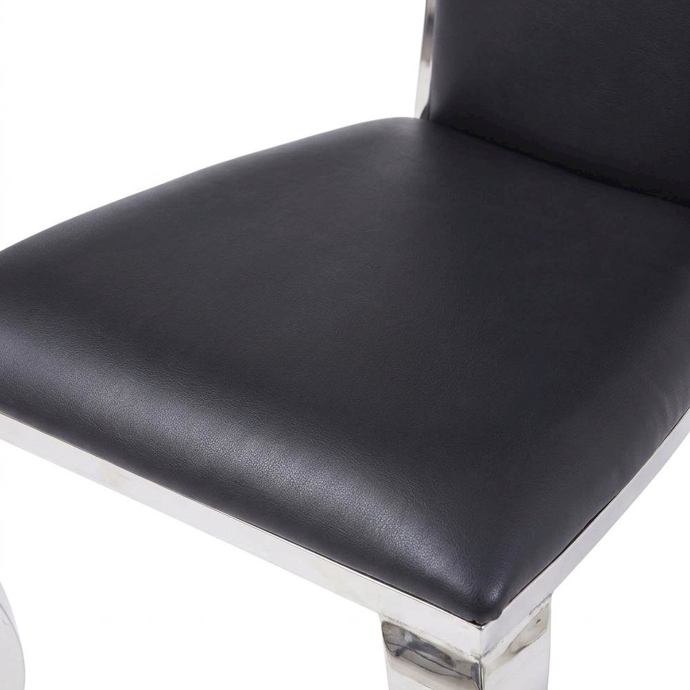 PU Leather Armless Dining Side Chair, Synthetic Leather & Stainless Steel. Picture 6