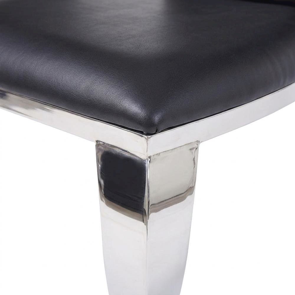 PU Leather Armless Dining Side Chair, Synthetic Leather & Stainless Steel. Picture 7