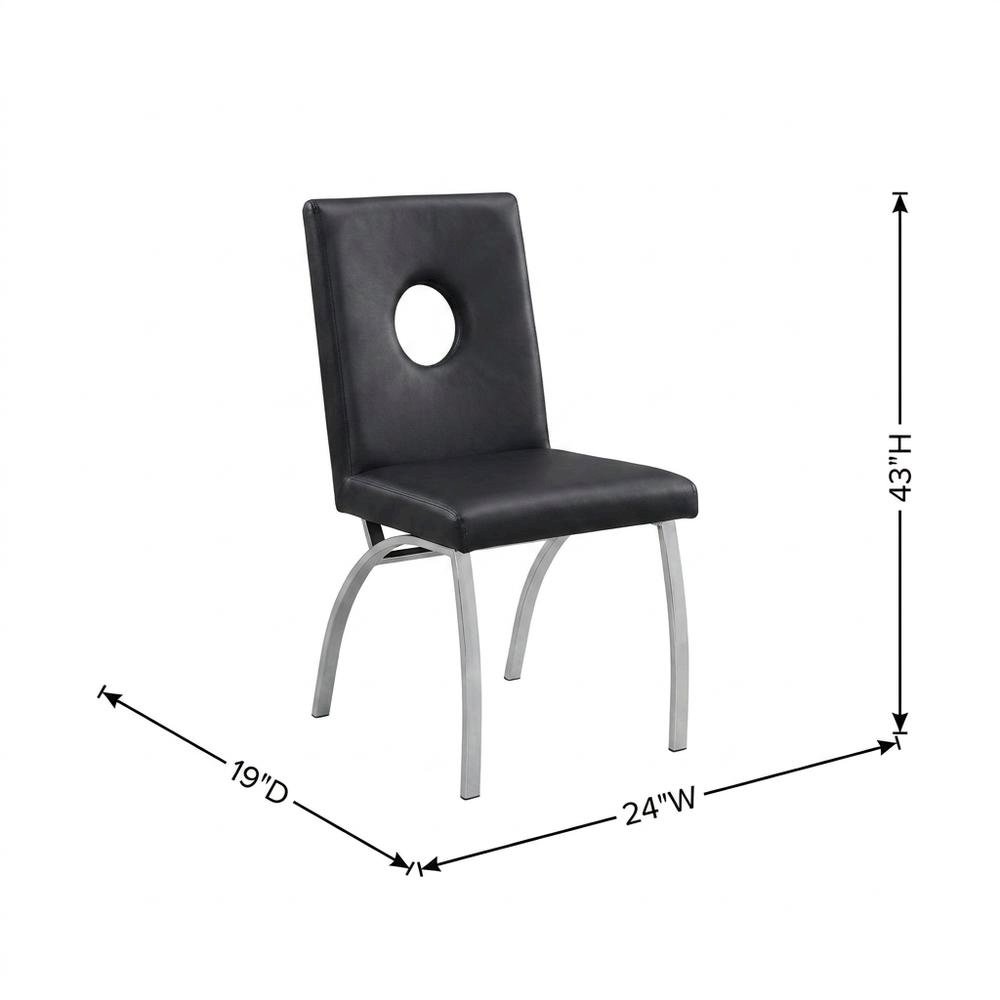 PU Leather Armless Dining Side Chair, Synthetic Leather & Stainless Steel. Picture 5