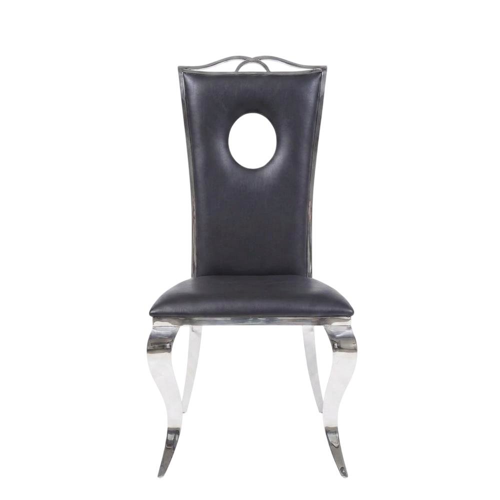 PU Leather Armless Dining Side Chair, Synthetic Leather & Stainless Steel. Picture 1