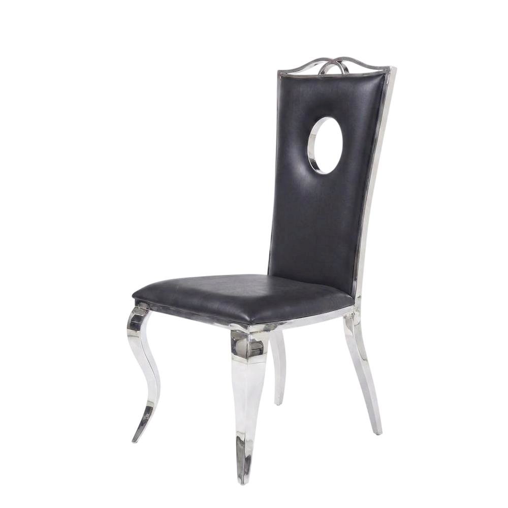 PU Leather Armless Dining Side Chair, Synthetic Leather & Stainless Steel. Picture 4