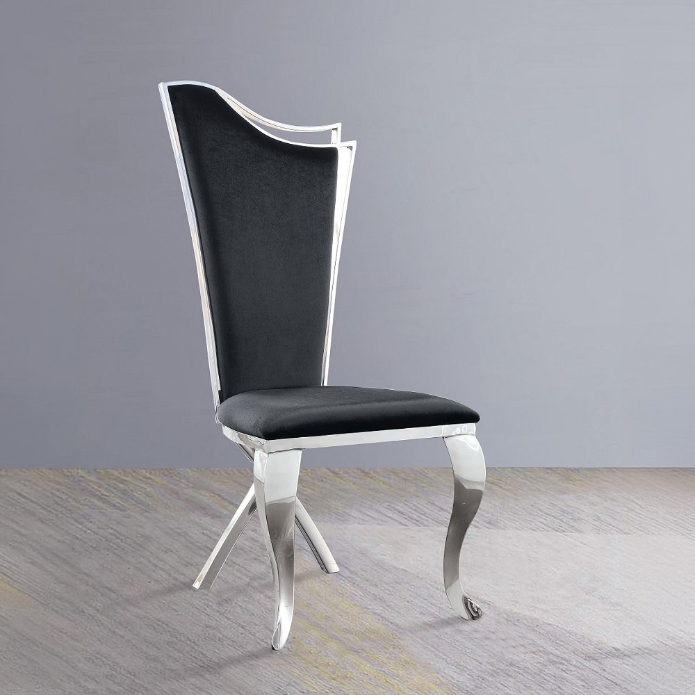 Cyrene Side Chair (Set-2) Fabric & Stainless Steel. Picture 1