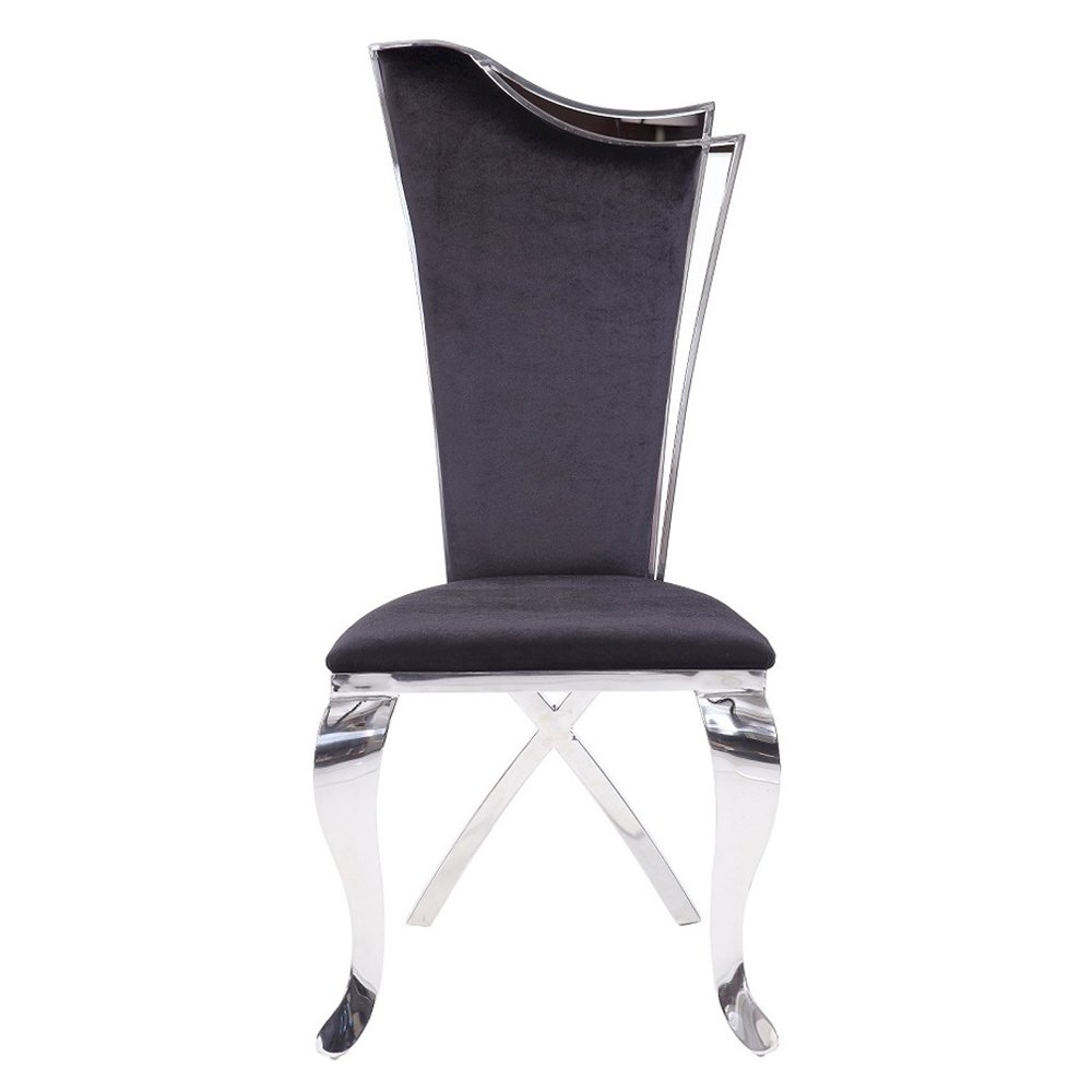 Cyrene Side Chair (Set-2) Fabric & Stainless Steel. Picture 3