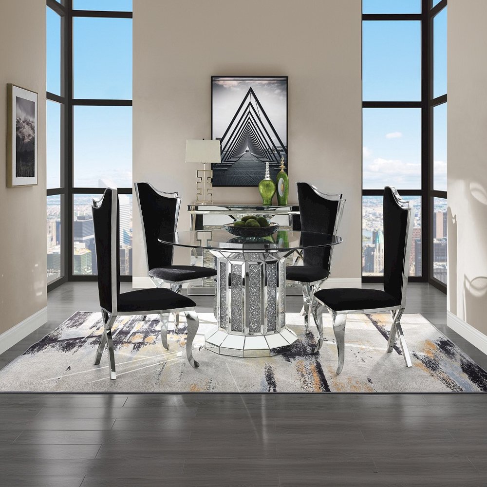 Cyrene Side Chair (Set-2) Fabric & Stainless Steel. Picture 6