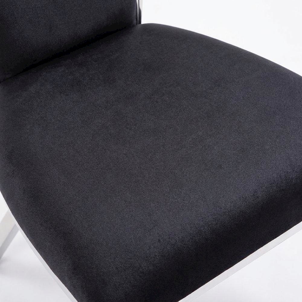 Fabric Armless Glam Dining Side Chair, Fabric & Stainless Steel, Set of 2. Picture 7