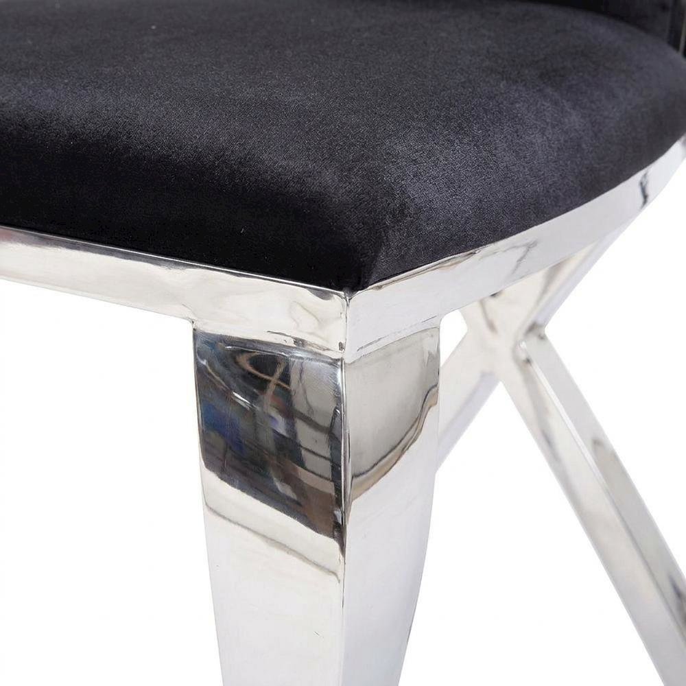 Fabric Armless Glam Dining Side Chair, Fabric & Stainless Steel, Set of 2. Picture 8