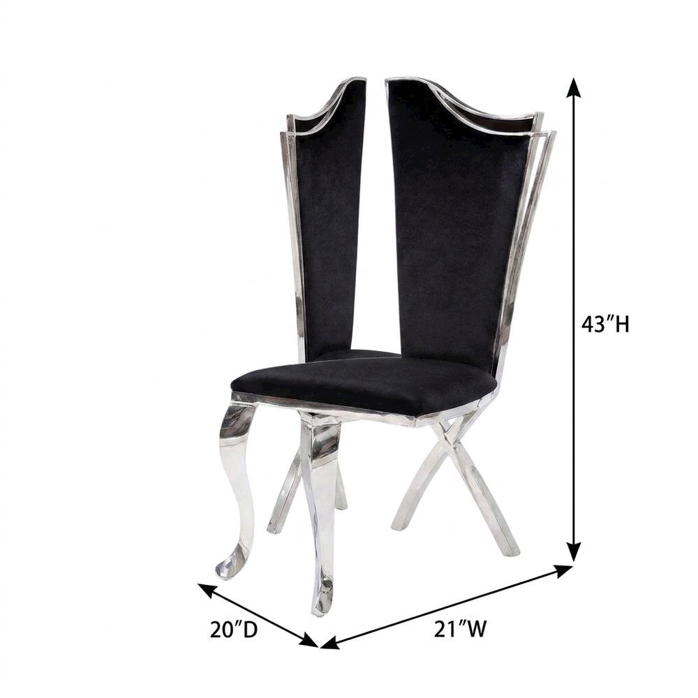 Fabric Armless Glam Dining Side Chair, Fabric & Stainless Steel, Set of 2. Picture 6