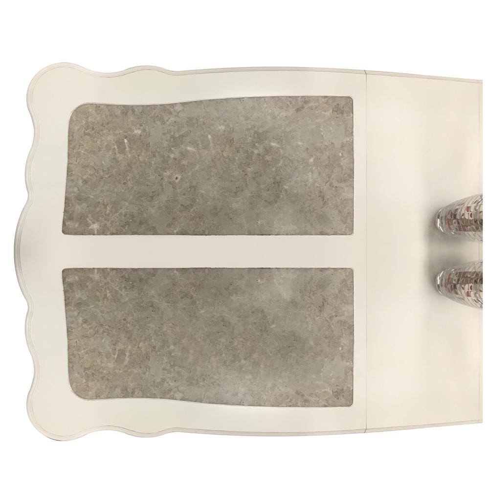 Chantelle Dining Table Natural Marble Top & Pearl White. Picture 2