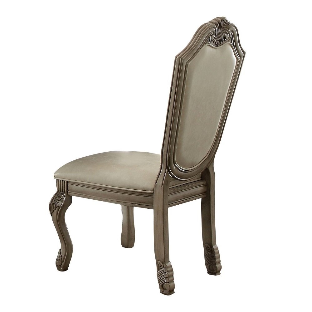 Chateau de Ville Side Chair (Set-2) Synthetic Leather & Antique White. Picture 4