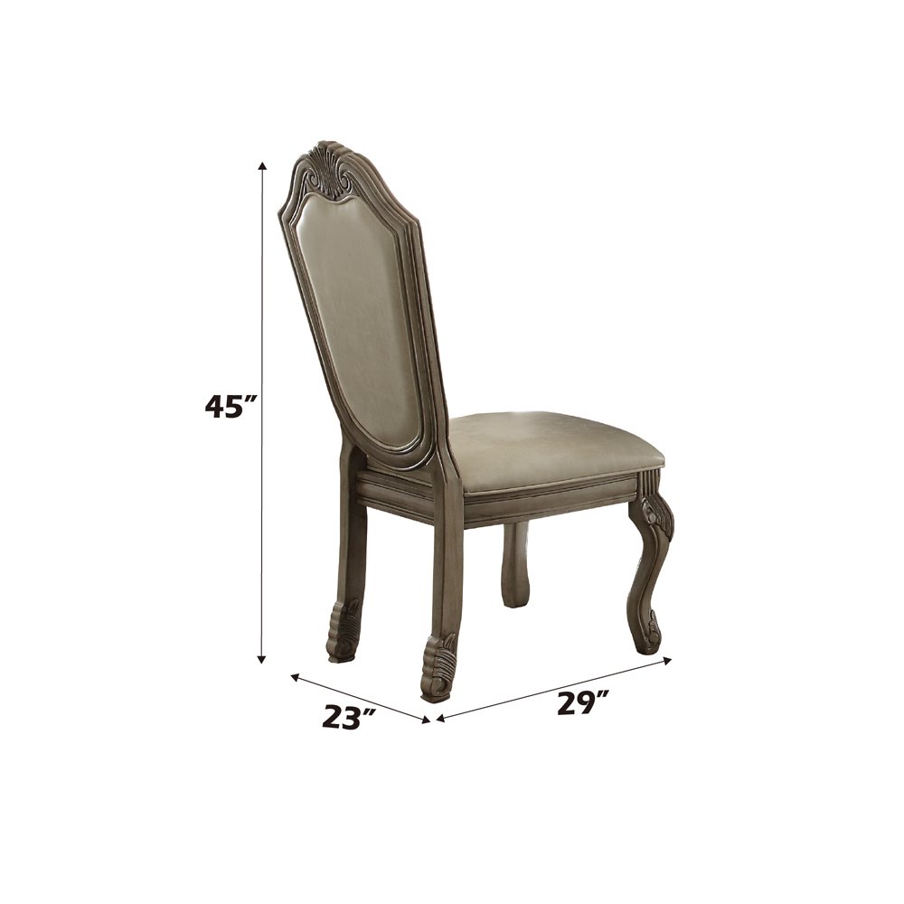 Chateau de Ville Side Chair (Set-2) Synthetic Leather & Antique White. Picture 2