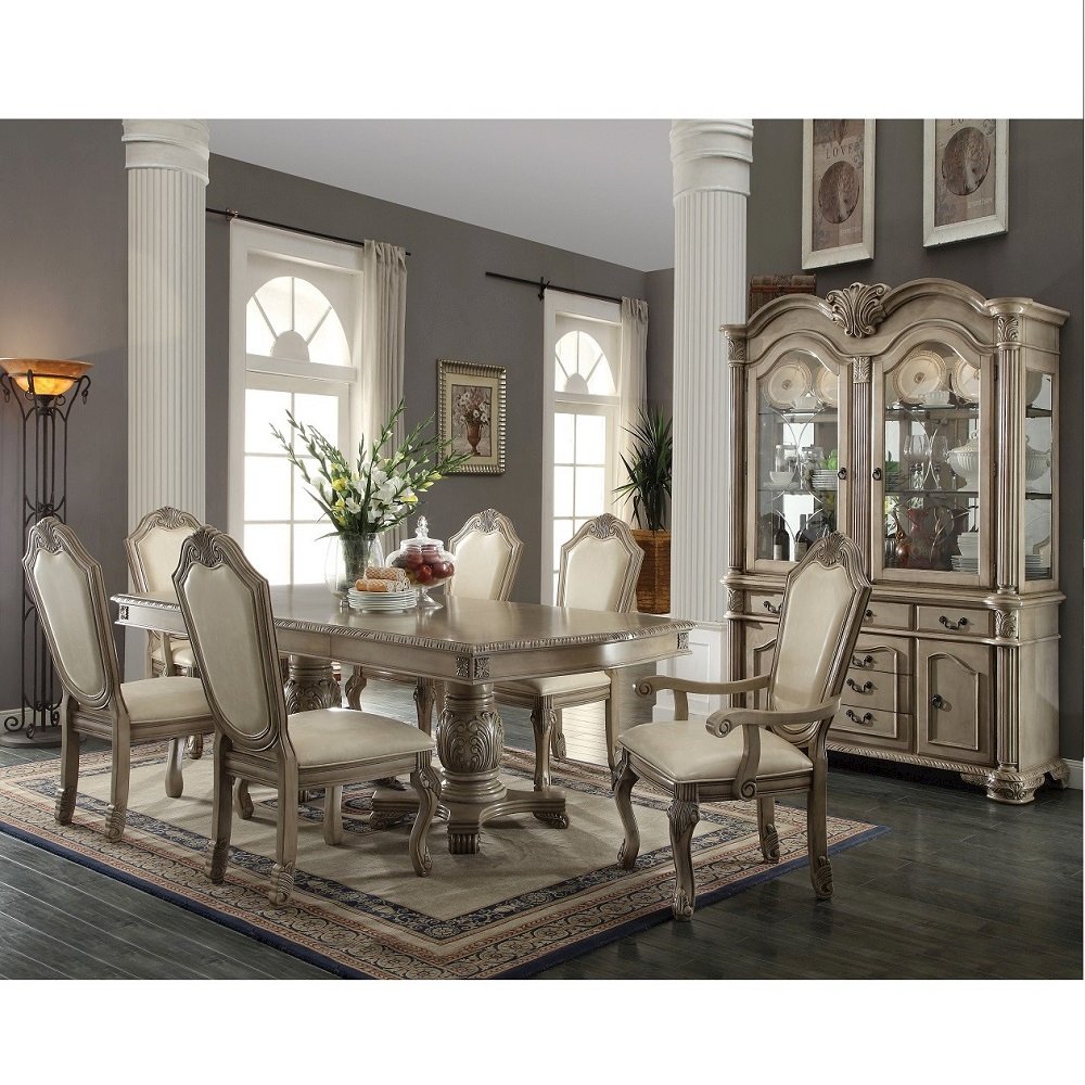 Chateau de Ville Side Chair (Set-2) Synthetic Leather & Antique White. Picture 5