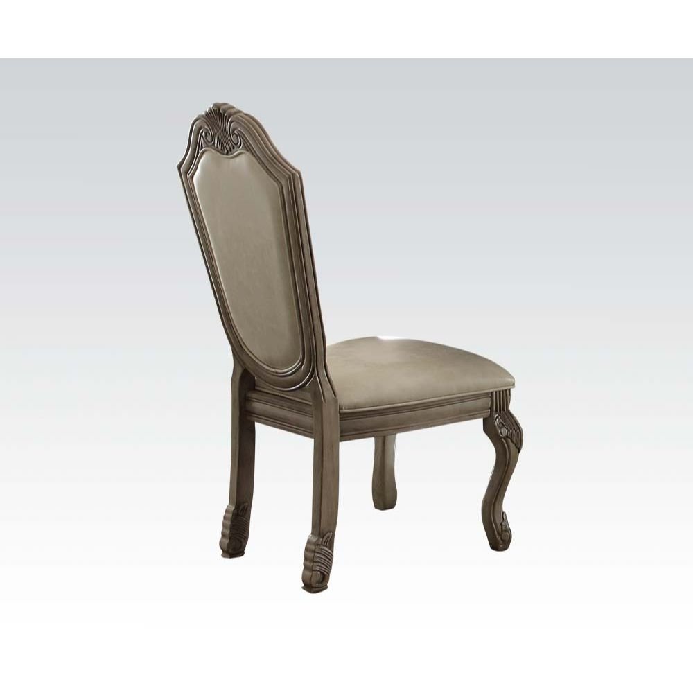 Chateau de Ville Side Chair (Set-2) Synthetic Leather & Antique White. Picture 1