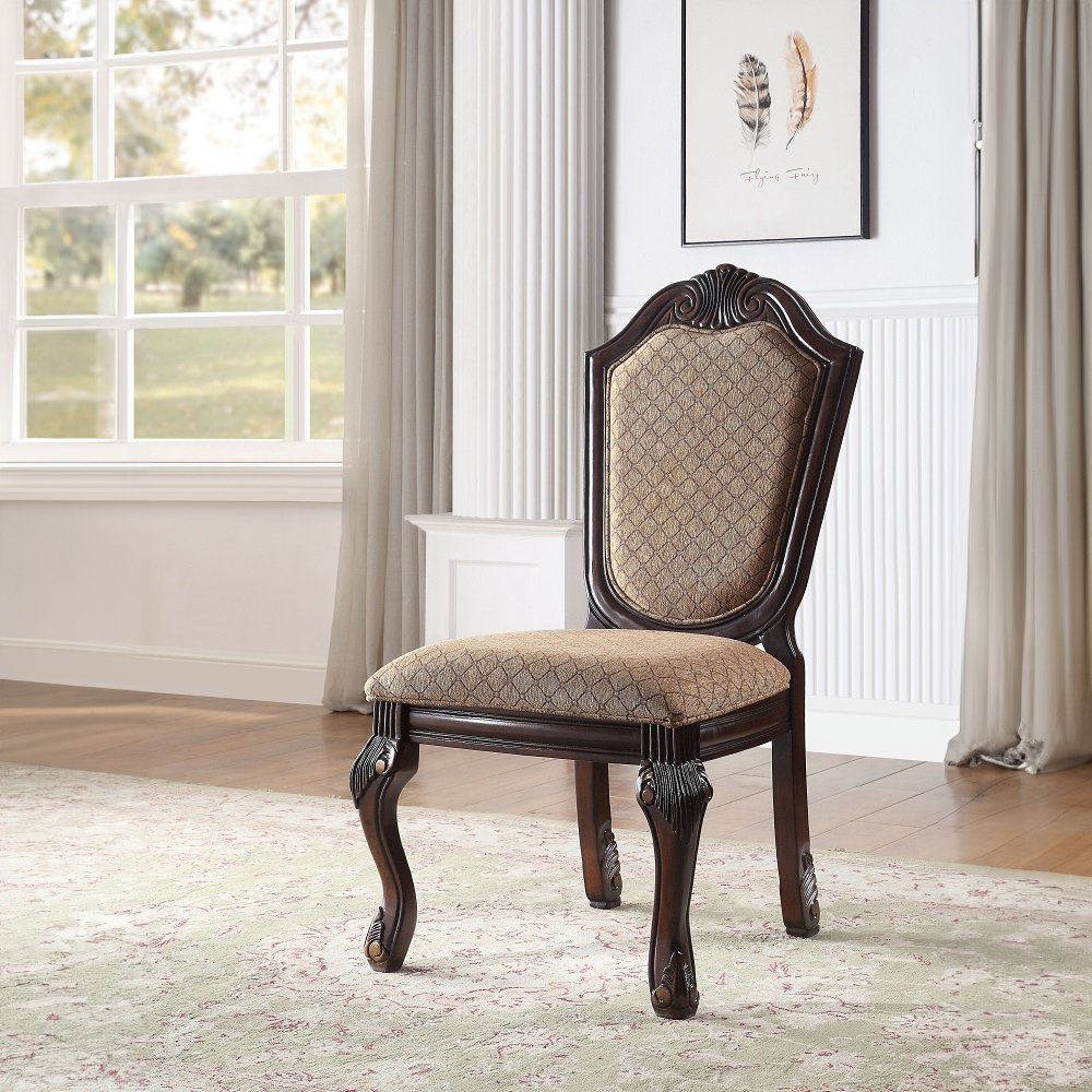 Chateau De Ville Side Chair (Set-2) Fabric & Espresso. Picture 2