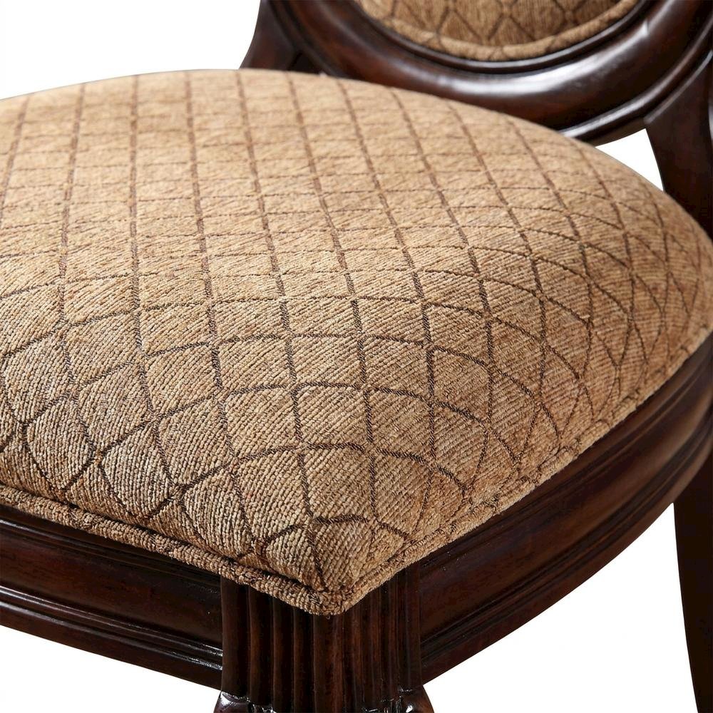 Fabric-Upholstered Rubber Wood Armless Side Chair, Fabric & Espresso, Set of 2. Picture 7