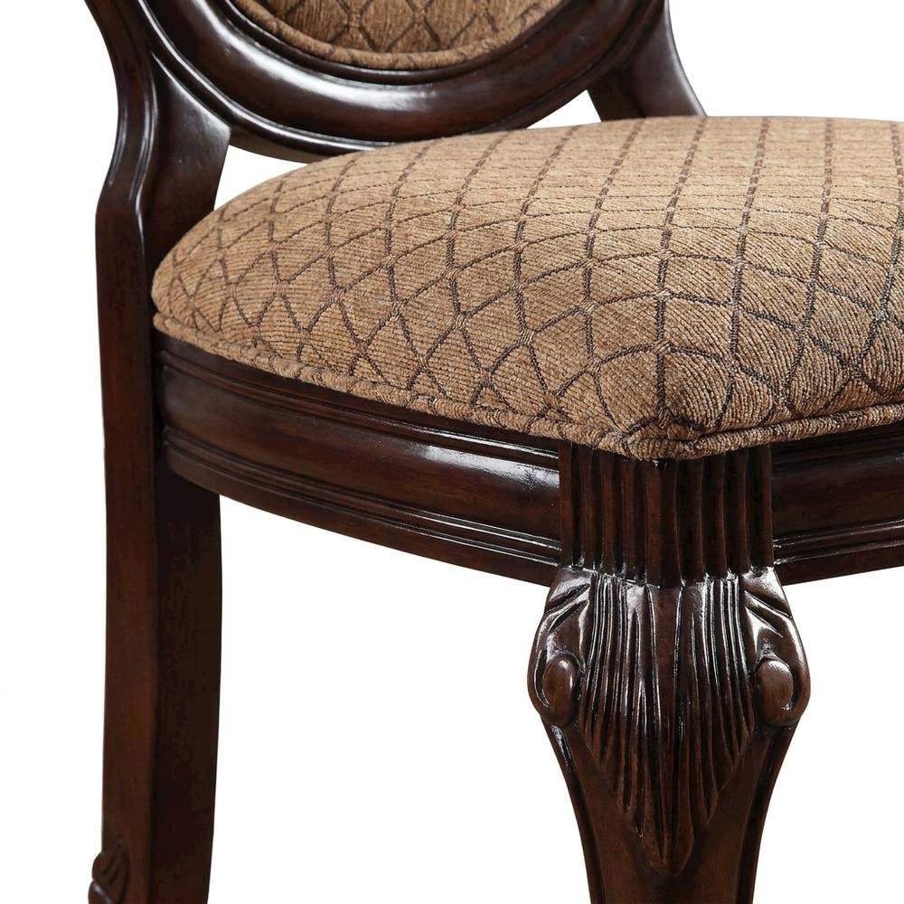 Fabric-Upholstered Rubber Wood Armless Side Chair, Fabric & Espresso, Set of 2. Picture 8