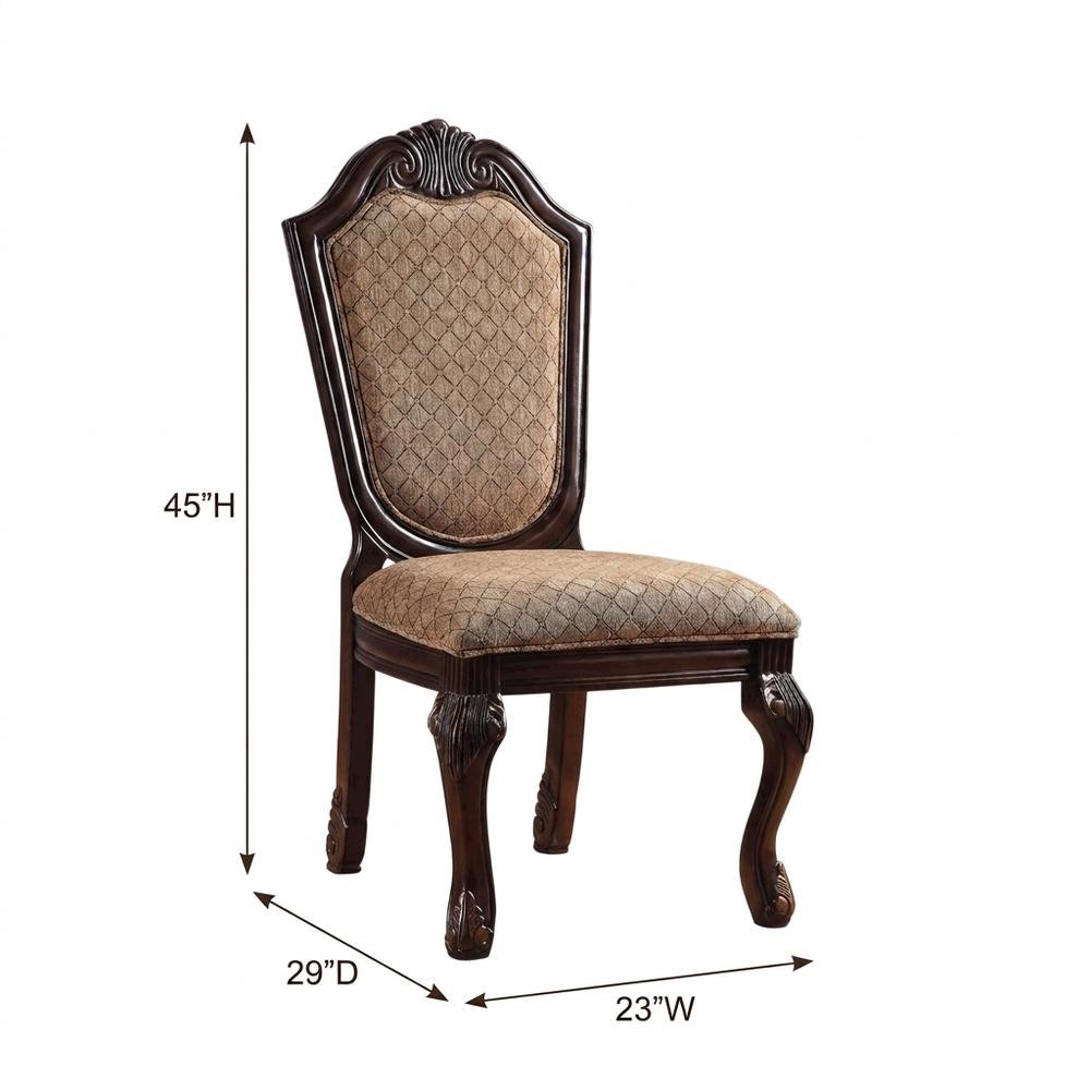 Fabric-Upholstered Rubber Wood Armless Side Chair, Fabric & Espresso, Set of 2. Picture 6