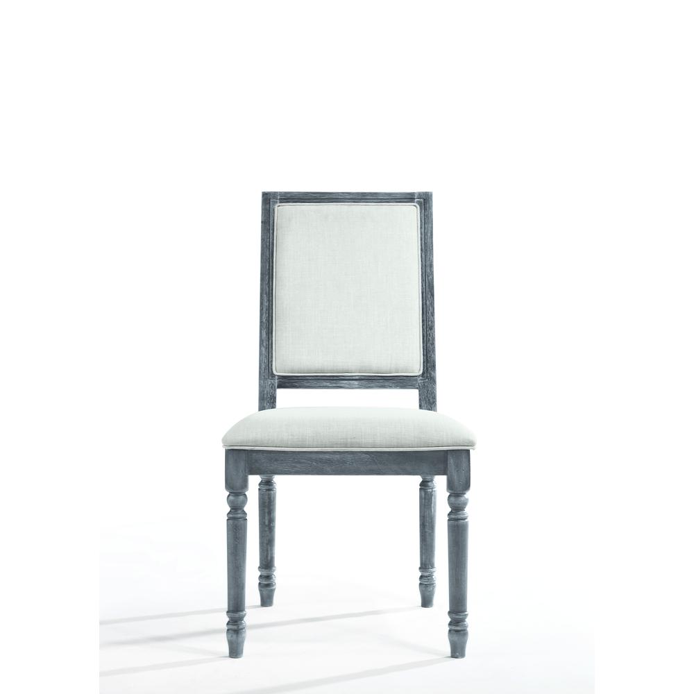 Leventis Side Chair (Set-2) Cream Linen & Weathered Gray. Picture 1