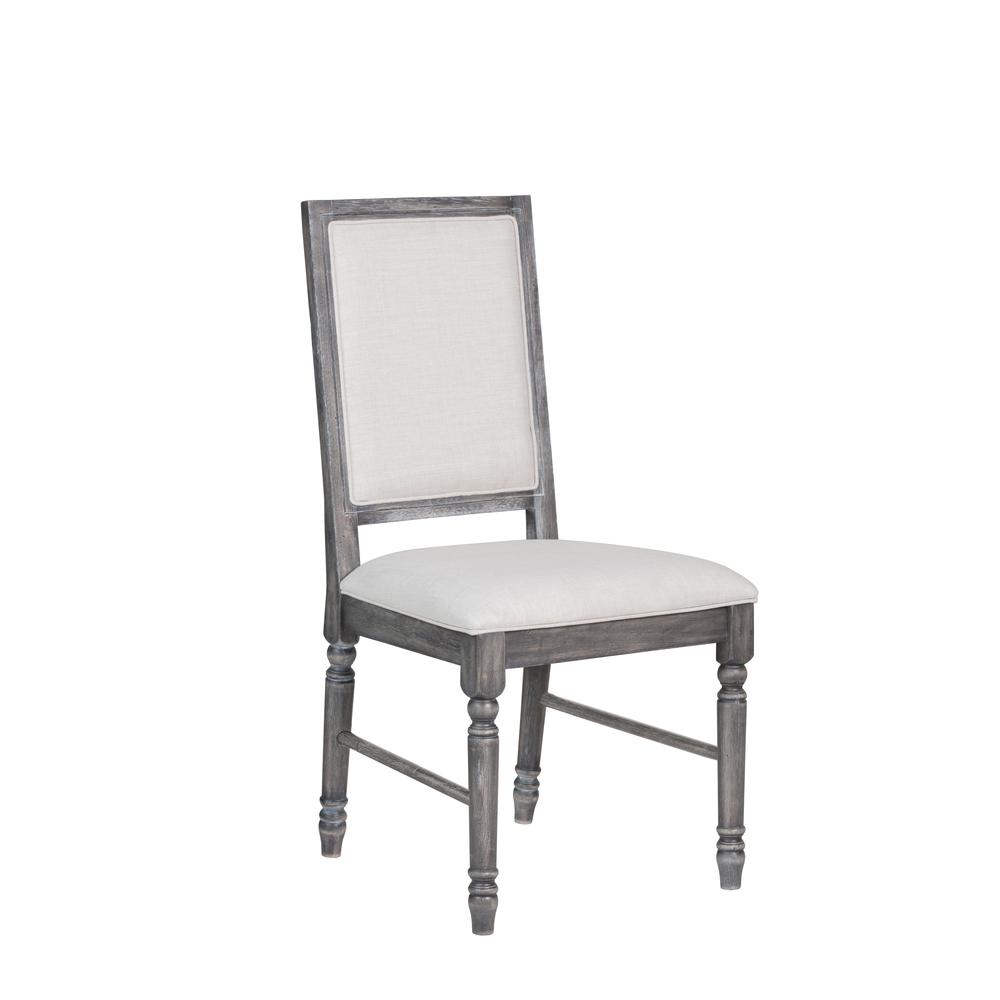 Leventis Side Chair (Set-2) Cream Linen & Weathered Gray. Picture 2