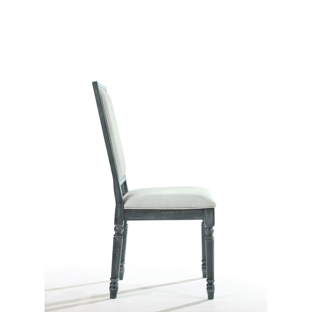 Leventis Side Chair (Set-2) Cream Linen & Weathered Gray. Picture 3