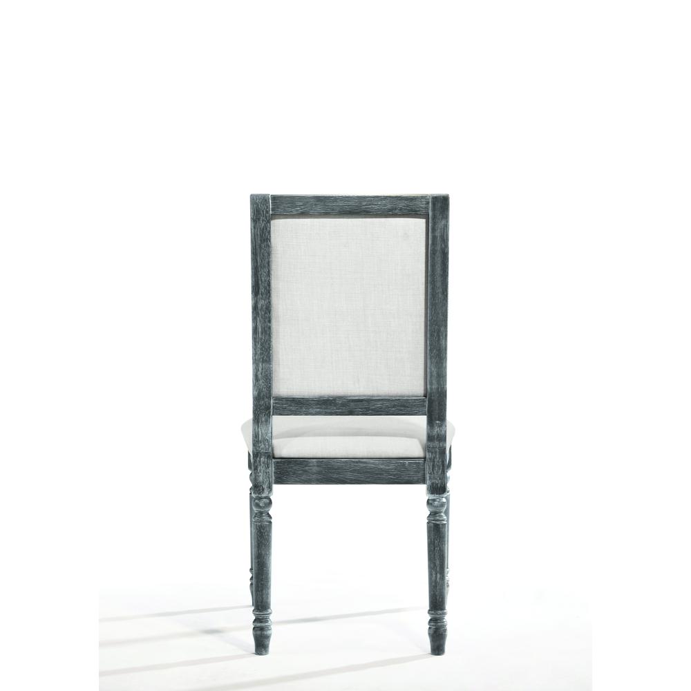 Leventis Side Chair (Set-2) Cream Linen & Weathered Gray. Picture 4
