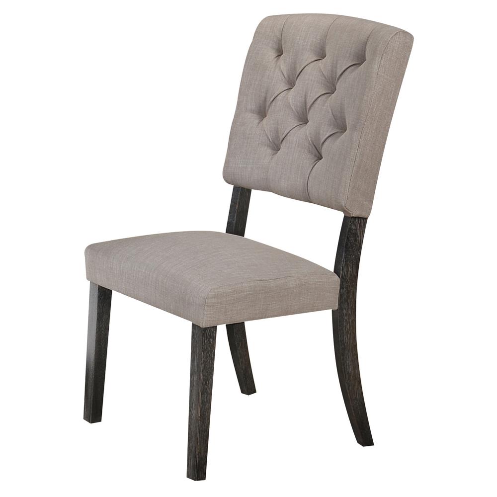 Bernard Side Chair (Set-2) Linen & Weathered Gray Oak. Picture 1