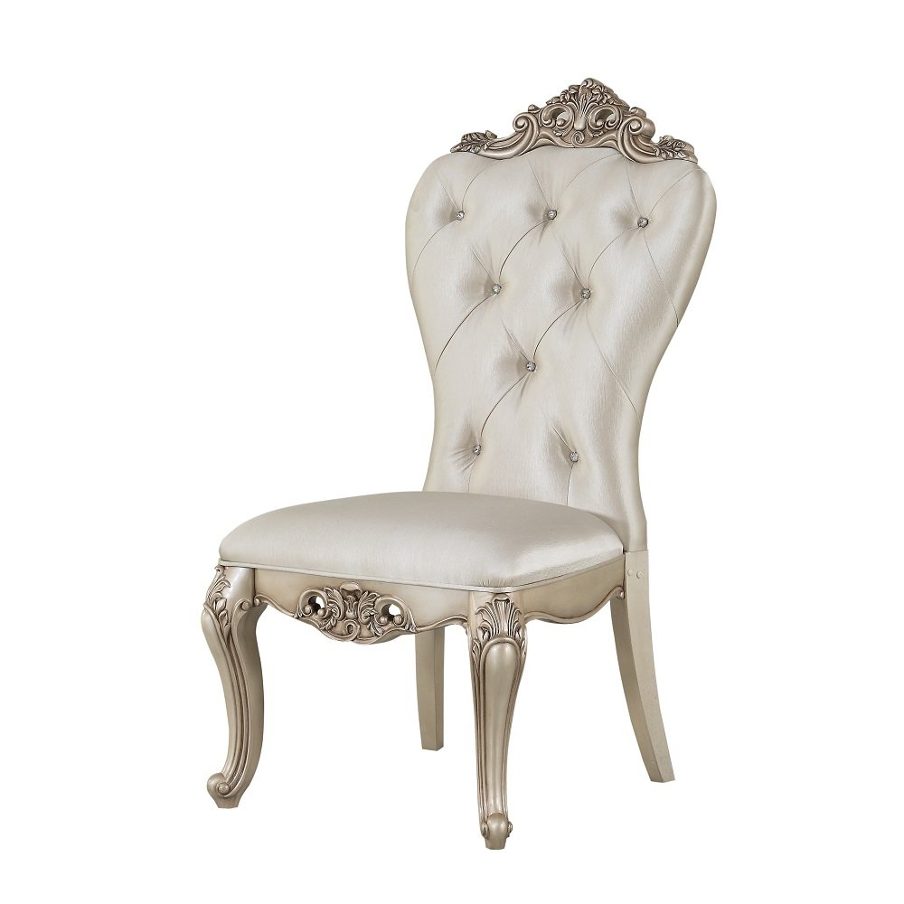 Gorsedd Side Chair (Set-2) Cream Fabric & Golden Ivory. Picture 2