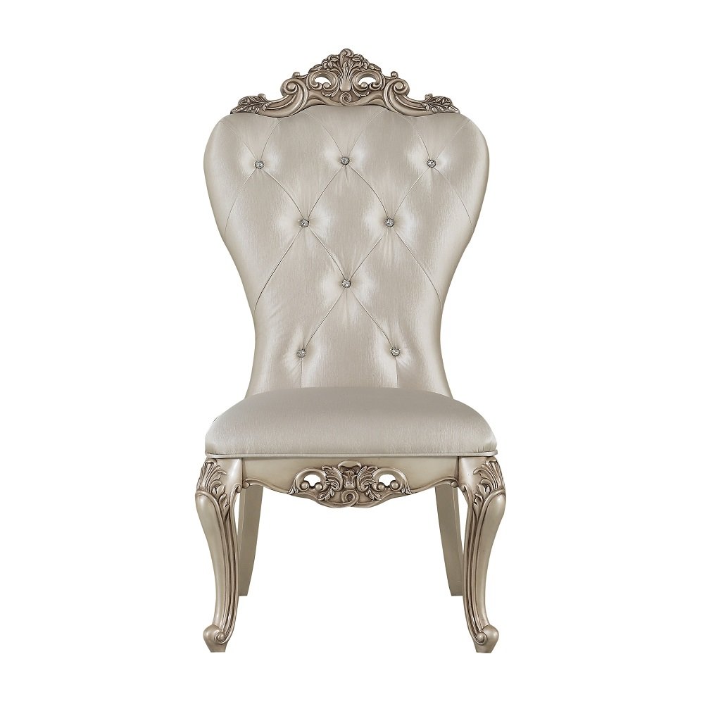 Gorsedd Side Chair (Set-2) Cream Fabric & Golden Ivory. Picture 3