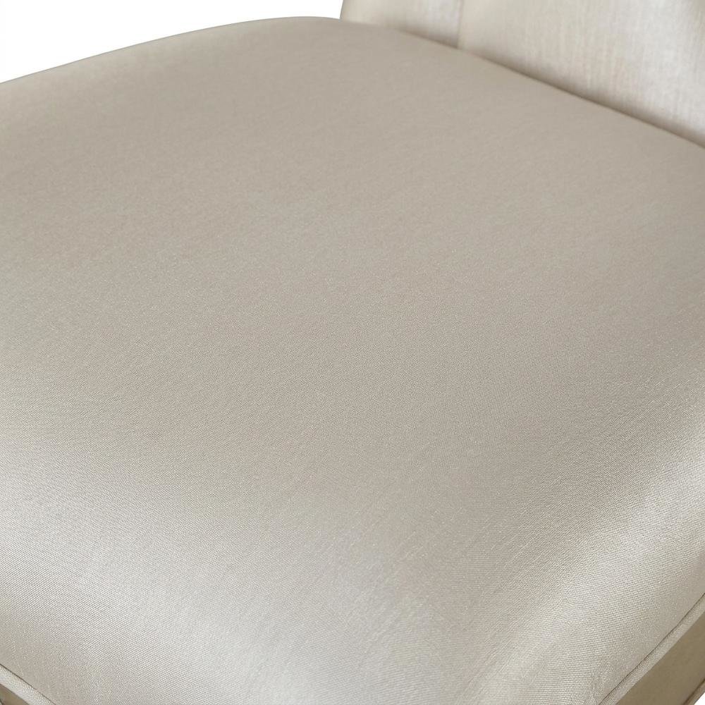 Fabric Accent Dining Chair with Wooden Legs, Cream Fabric & Golden Ivory, Set of 2. Picture 7