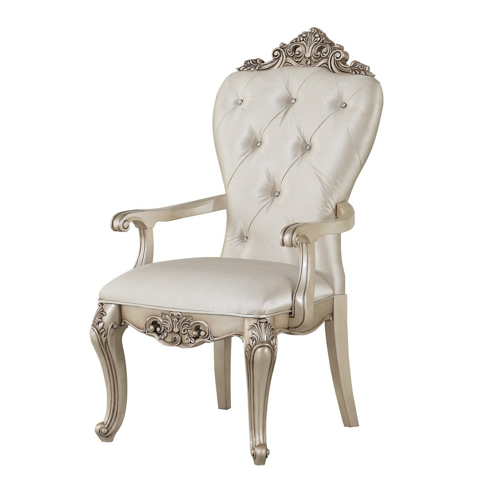 Gorsedd Arm Chair (Set-2) Cream Fabric & Golden Ivory. Picture 2
