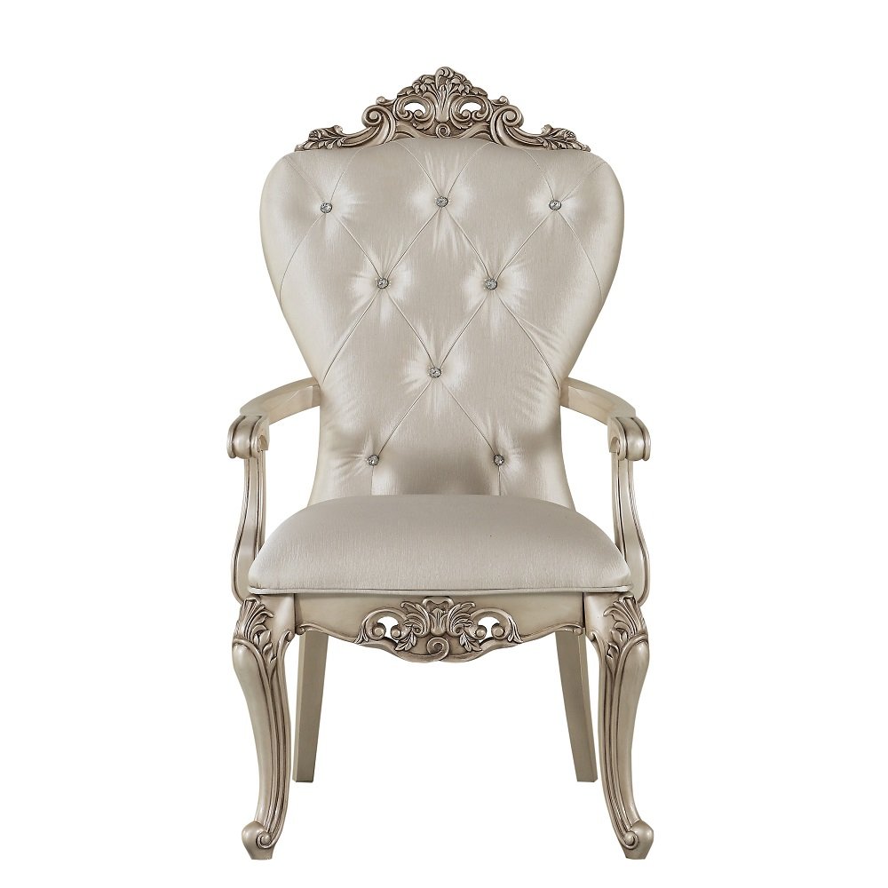 Gorsedd Arm Chair (Set-2) Cream Fabric & Golden Ivory. Picture 3