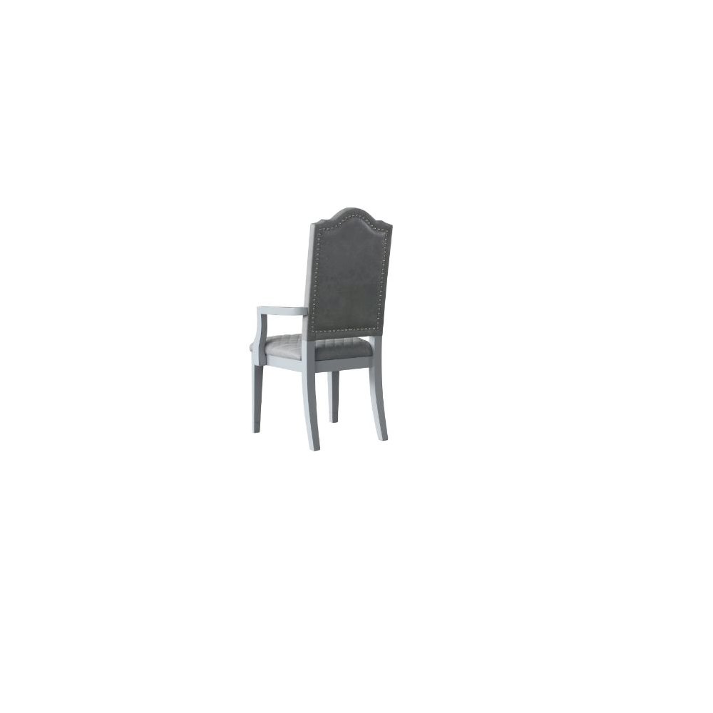 House Marchese Arm Chair (Set-2) Two Tone Gray Fabric & Pearl Gray. Picture 3