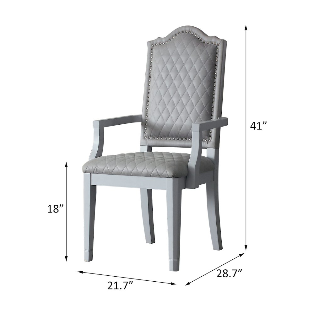 House Marchese Arm Chair (Set-2) Two Tone Gray Fabric & Pearl Gray. Picture 9