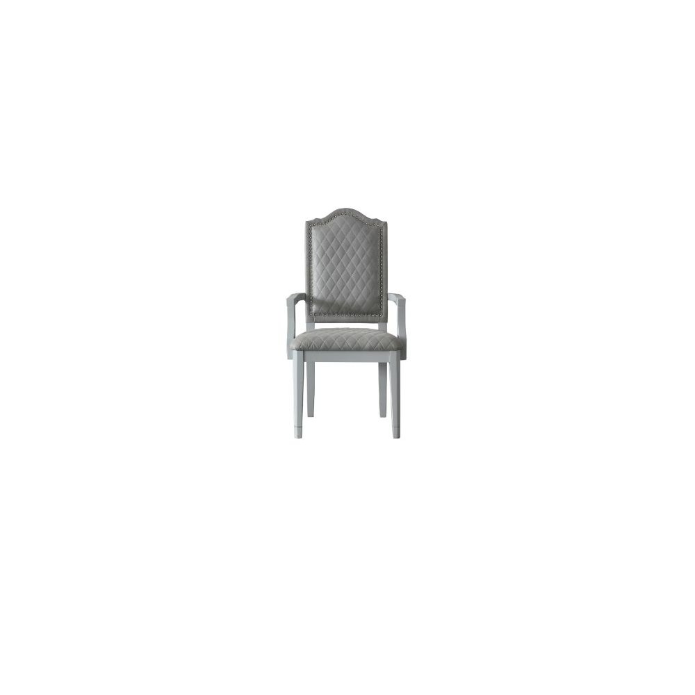 House Marchese Arm Chair (Set-2) Two Tone Gray Fabric & Pearl Gray. Picture 7
