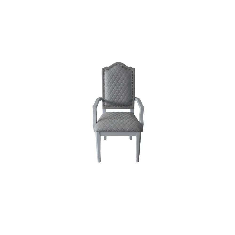 House Marchese Arm Chair (Set-2) Two Tone Gray Fabric & Pearl Gray. Picture 8