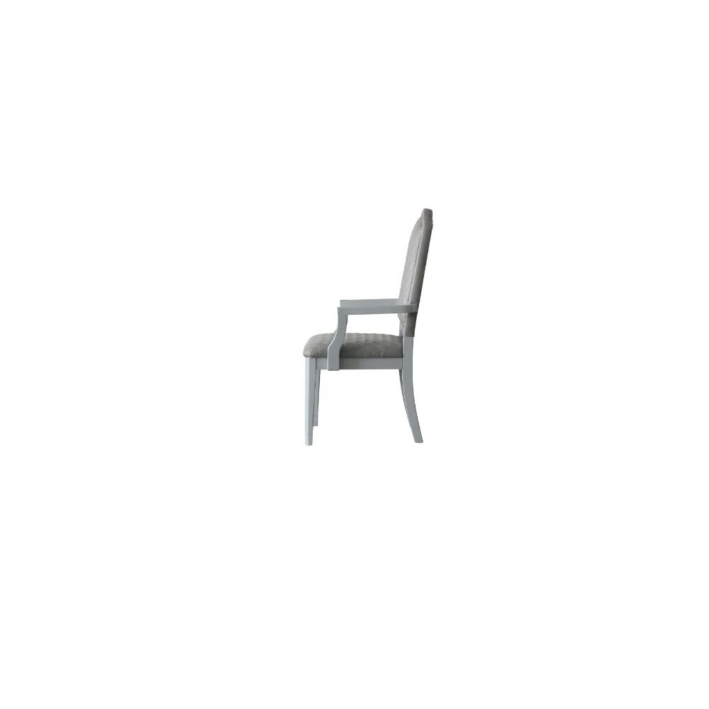 House Marchese Arm Chair (Set-2) Two Tone Gray Fabric & Pearl Gray. Picture 4