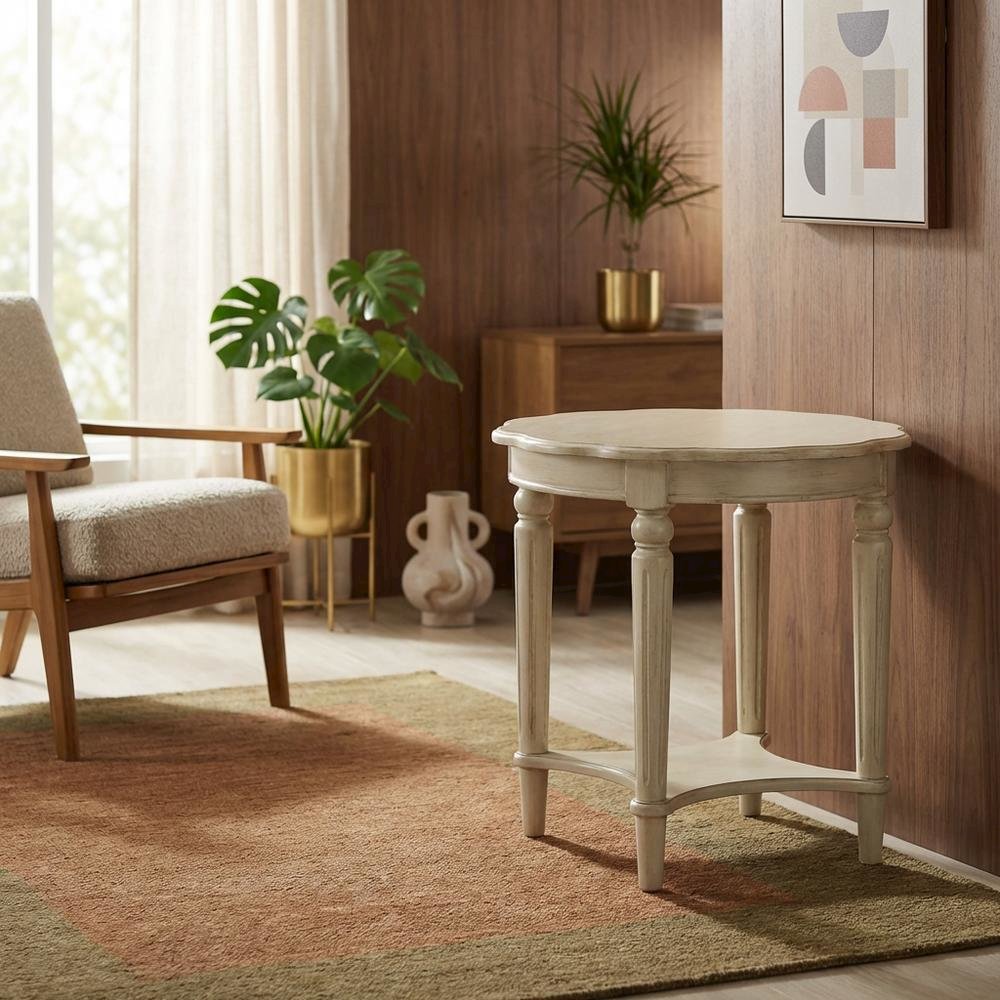 Antique White End Table with Elegant Style and Durable Finish. Picture 3